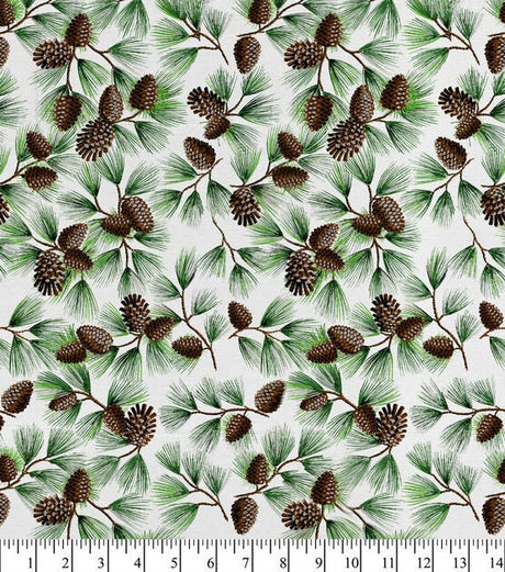 Quilting Cotton Glitter Pine Holiday Fabric David Textiles
