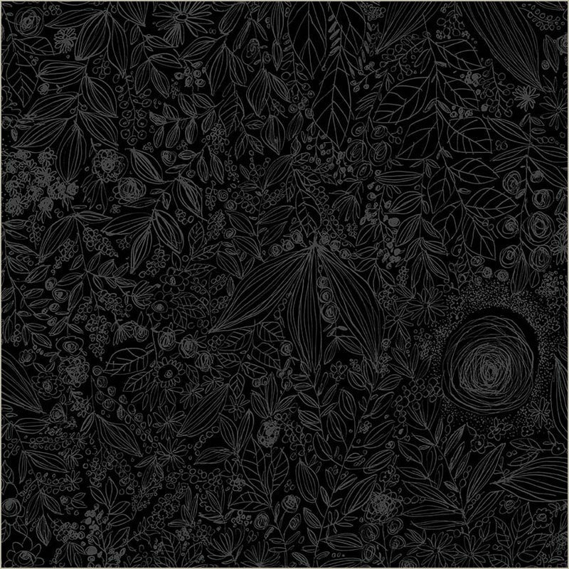 Cotton Wideback Fabric Black On Black Daydream 108/109"