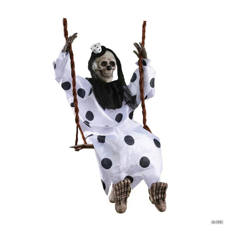 RADYAN Dead Pumpkin or Reaper Skeleton on Hanging Swing Halloween Prop shown in a clear product image