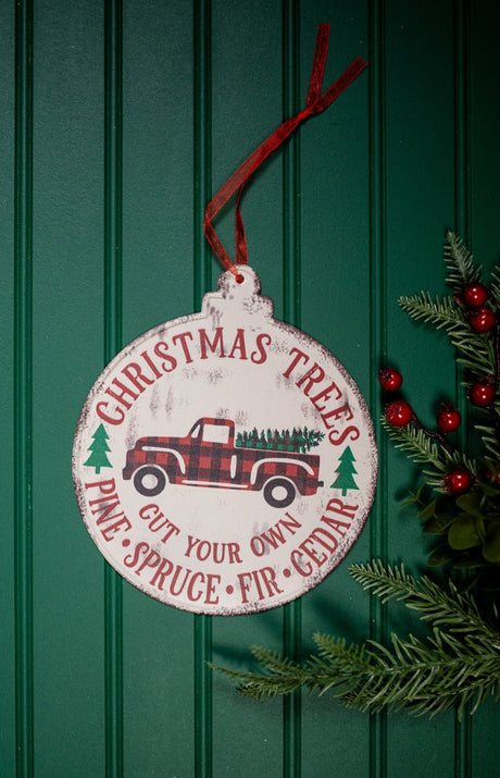 Buffalo Check Metal Holiday Design Christmas Ornaments