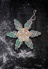 Plaid Snowflake Christmas Ornament 8 Inch Farmhouse Tree Decor
