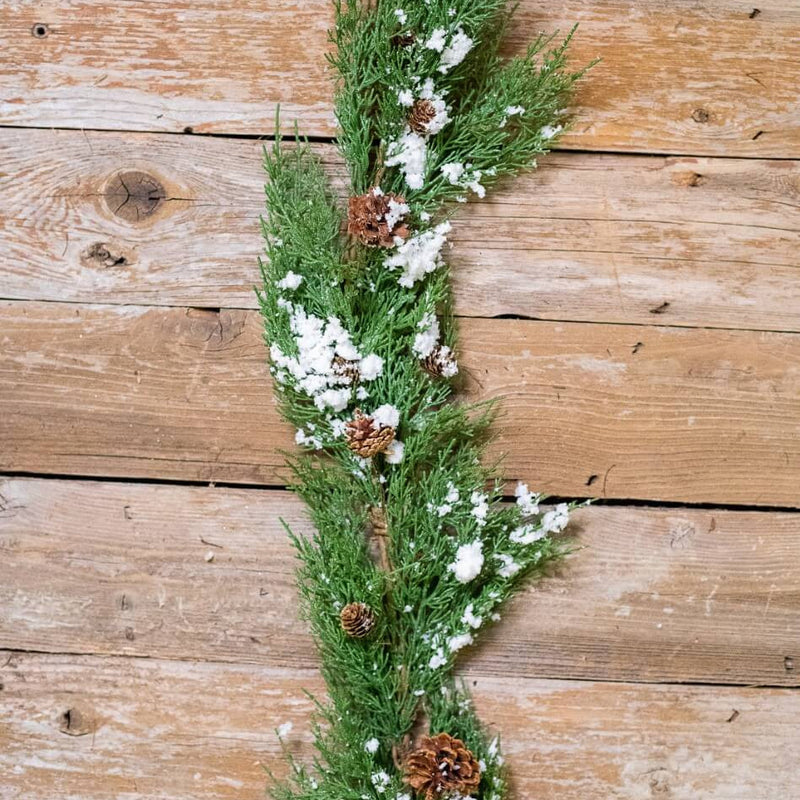 Snow Western Cedar Garland 48 Inch Rustic Winter Holiday Decoration