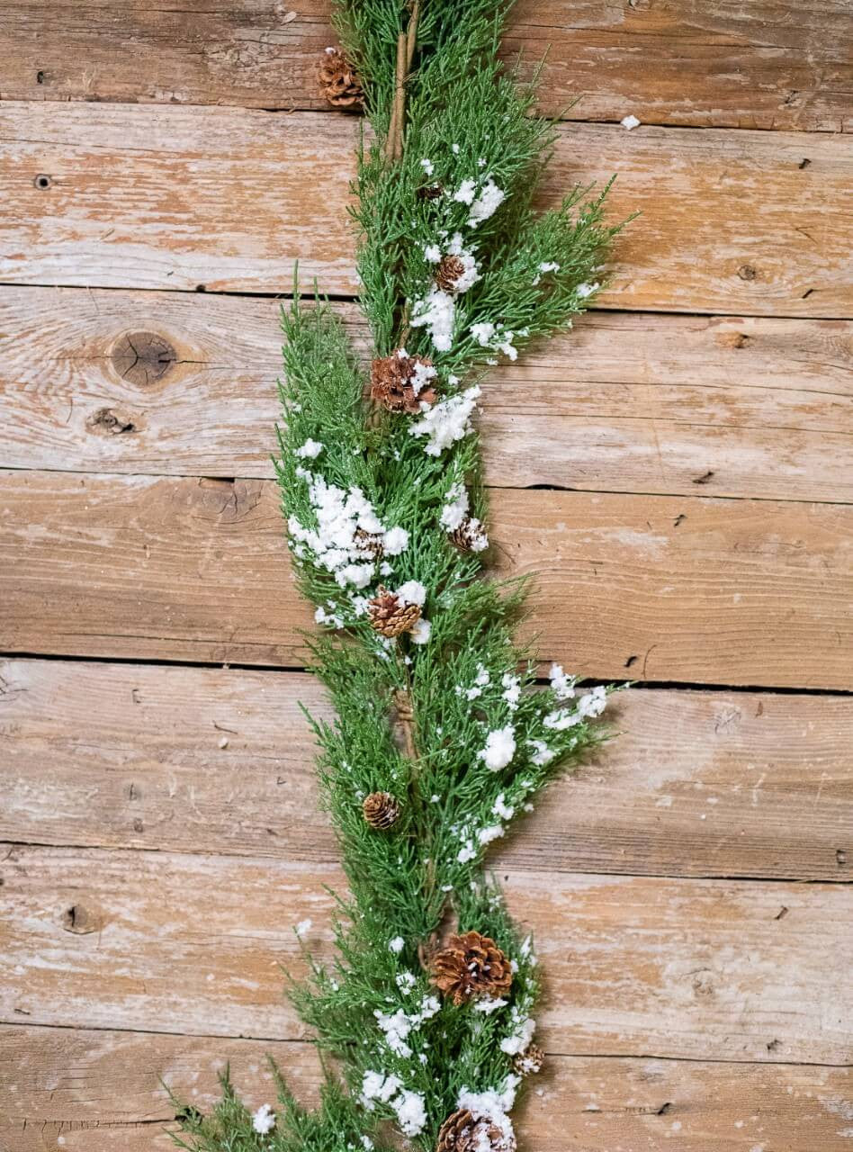 48 Inch Snow Western Cedar Garland Farmhouse Woodland Christmas Snowy Holiday Decor