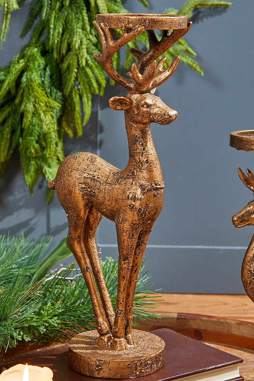 16" Resin Deer Candle Holder