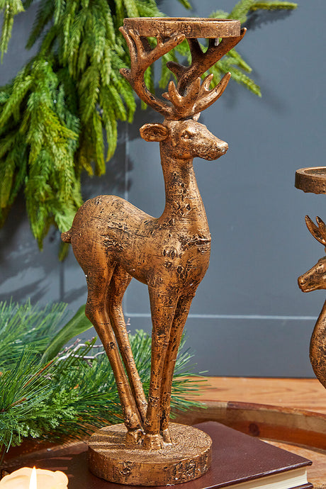16" Resin Deer Candle Holder