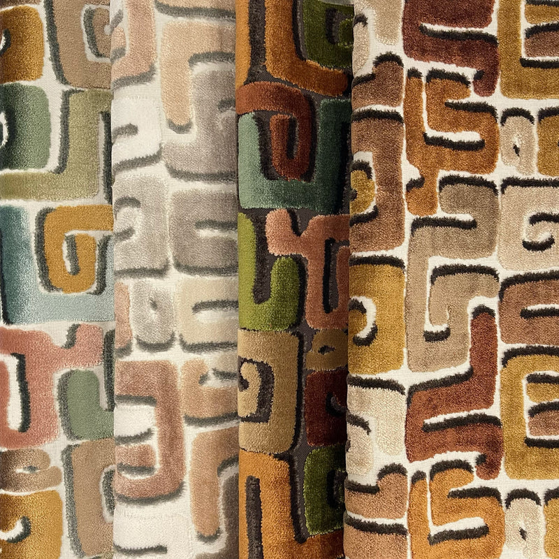 Cut Velvet Upholstery Fabric Deka Geometric