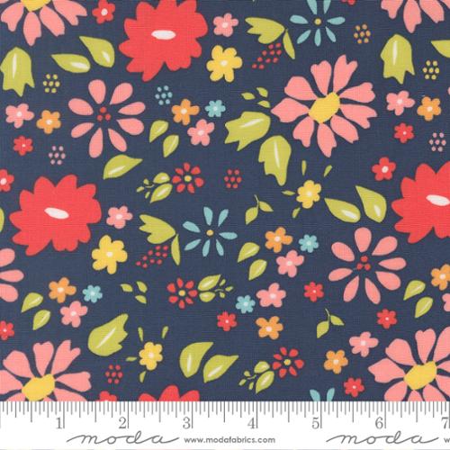 Cotton Wideback Fabric Delightfully Yours Navy 108" Wide