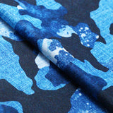 Denim Camo Blue Poly Spandex Fabric - Blue Camouflage Print, 58-60" Width (1 Yard)