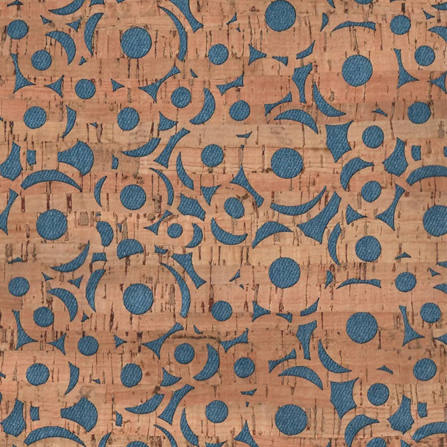 Cork Fabric Denim Canvas Backed Cheery O's Pro Cork 1/2 Yard