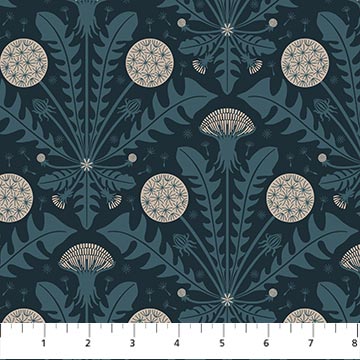 Cotton Print Denim Dandelion Fabric 44/45" Wide