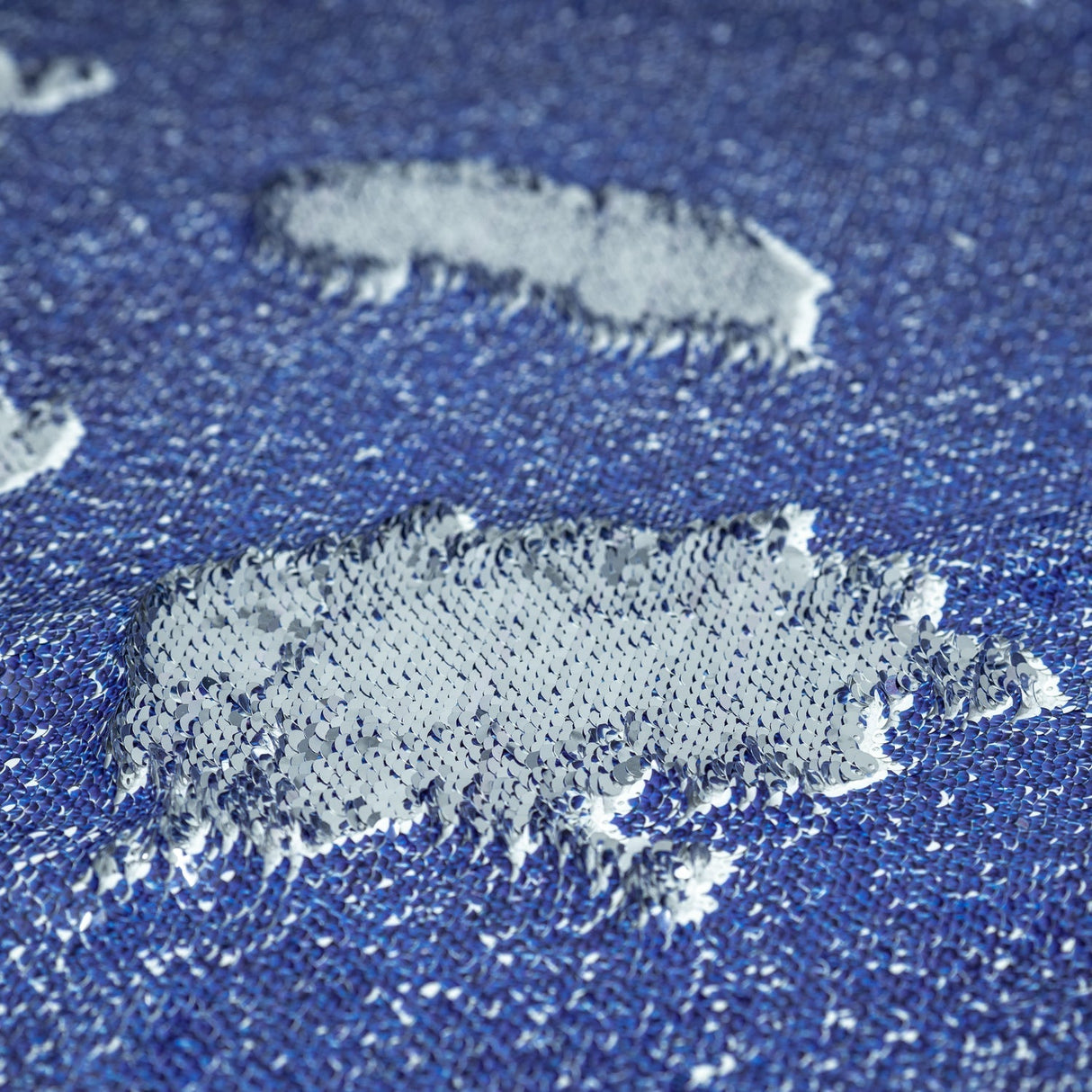 Denim Printed Flip Sequin On Spandex Fabric - Blue Denim Print, 58/60" Width (1 Yard)