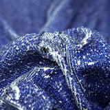 Denim Printed Flip Sequin On Spandex Fabric - Blue Denim Print, 58/60" Cut Width, 55/56" Usable Width (1 Yard)