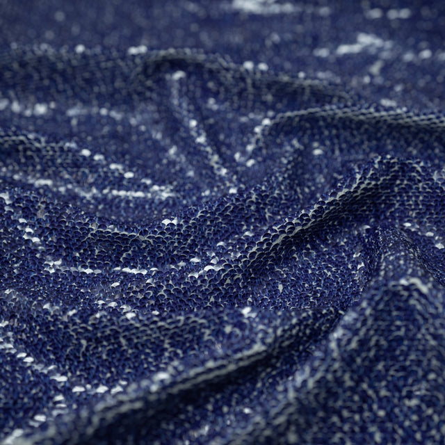 Denim Printed Flip Sequin On Spandex Fabric - Blue Denim Print, 58/60" Width (1 Yard)