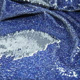 Denim Printed Flip Sequin On Spandex Fabric - Blue Denim Print, 58/60" Cut Width, 55/56" Usable Width (1 Yard)