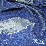 Denim Printed Flip Sequin On Spandex Fabric - Blue Denim Print, 58/60" Width (1 Yard)