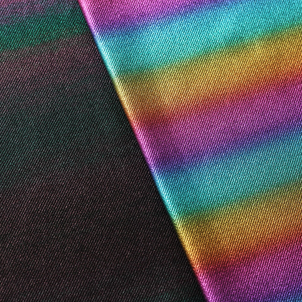 Denim Ombre Foil Polyester Nylon Spandex Fabric - Multi And Dark Denim Ombre, 58/60" Width (1 Yard)