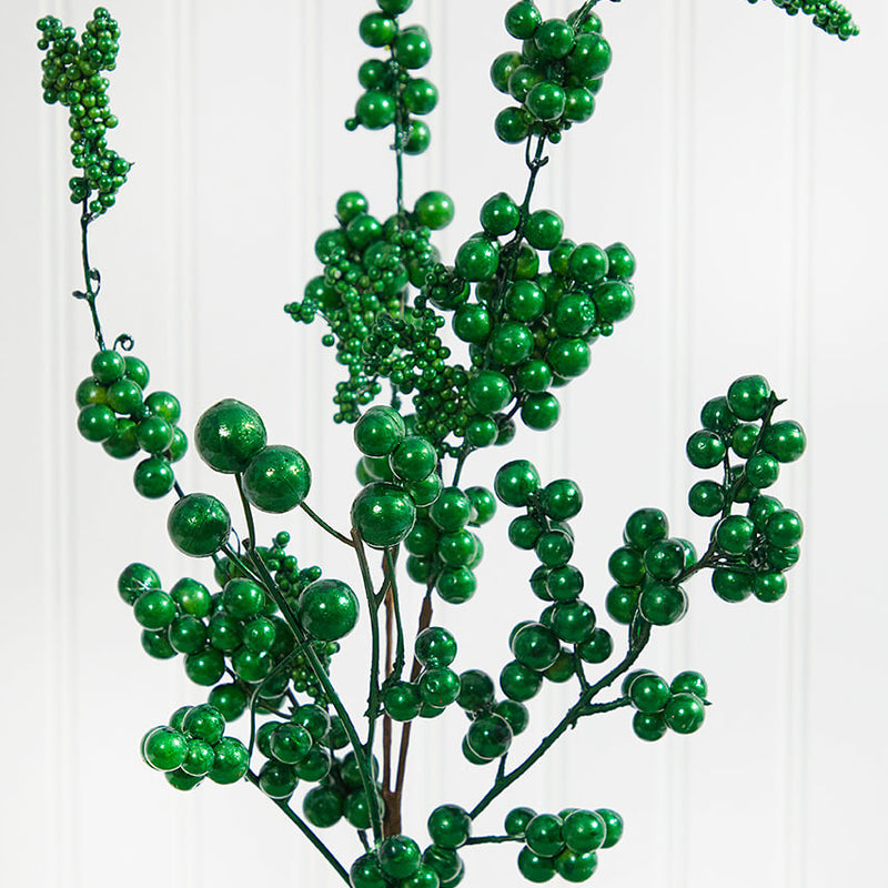 18” Metallic Dew Berry Spray - Emerald