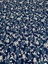 Printed Nylon Spandex Navy Turtle