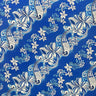 Diagonal Hibiscus Plumeria Sea Turtle Swirl Design Peachskin Fabric - Multi Color Tropical Print, 45" Width (1 Yard)
