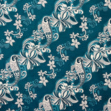 Peachskin Fabric Diagonal Hibiscus Plumeria Sea Turtle Swirl