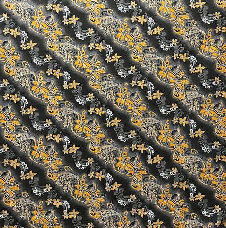 Diagonal Tiare Lei Polyester Fabric - Traditional Polynesian Tattoo Print, 36" X 45" (1 Yard)