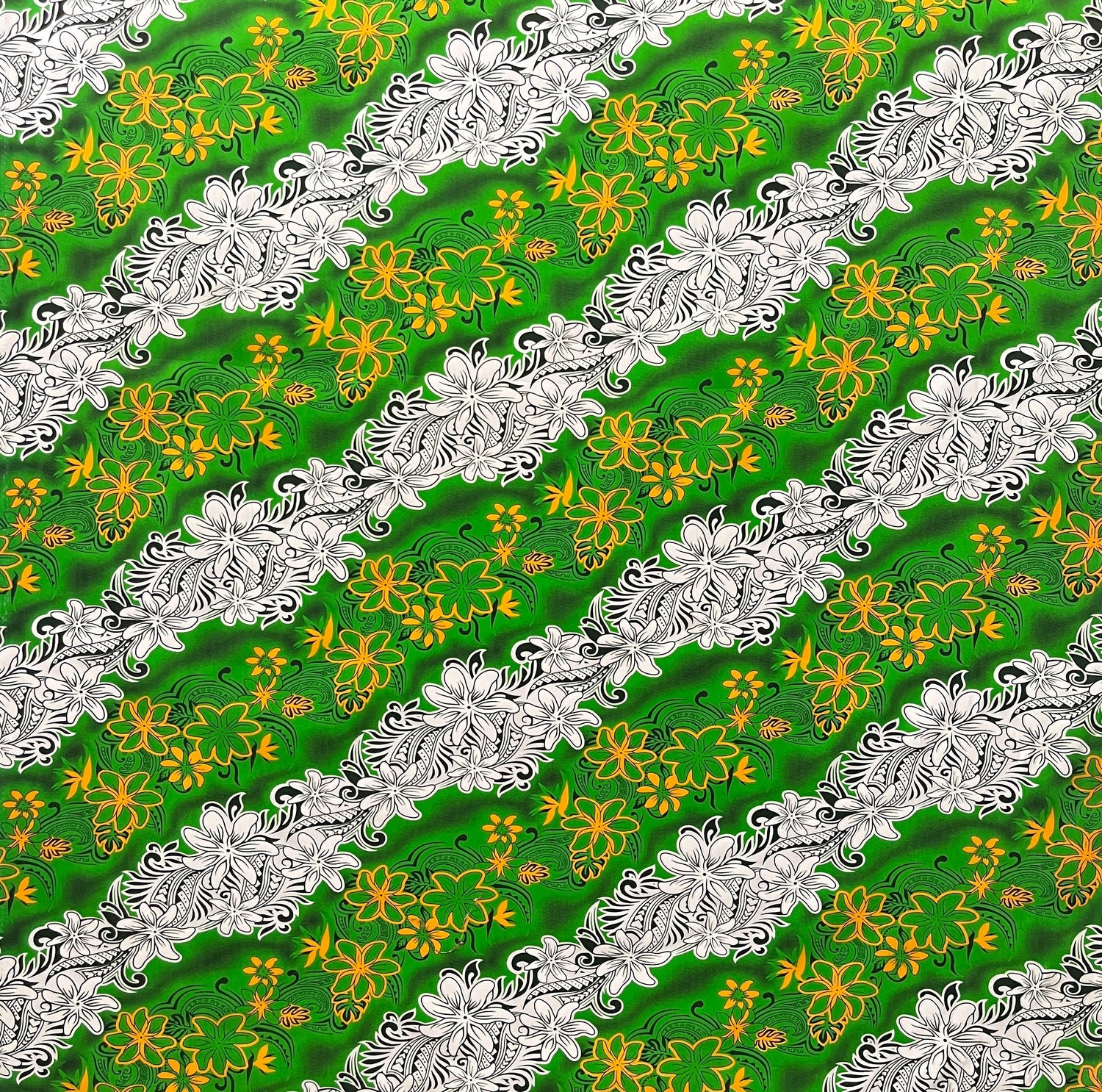 Polyester Fabric Diagonal Tiare Lei Print