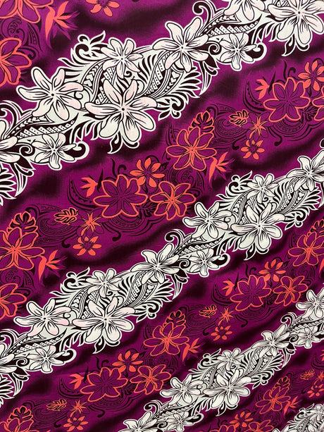Polyester Fabric Diagonal Tiare Lei Print