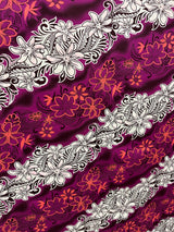 Diagonal Tiare Lei Polyester Fabric - Traditional Polynesian Tattoo Print, 36" X 45" (1 Yard)