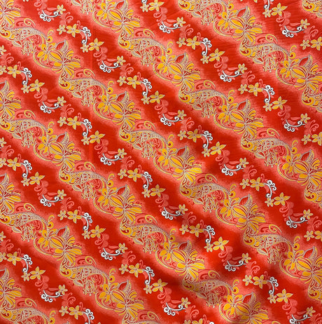 Diagonal Tiare Lei Polyester Fabric - Traditional Polynesian Tattoo Print, 36" X 45" (1 Yard)