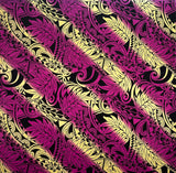 Diagonal Traditional Tattoo Gradient Design With Tropical Leaves Rayon Poplin Fabric - Tropical Leaves, 45" Width (1 Yard)