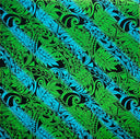 Rayon Poplin Fabric Diagonal Traditional Tattoo Gradient Design with Tropical Leaves