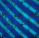 Rayon Poplin Fabric Diagonal Traditional Tattoo Gradient Design with Tropical Leaves