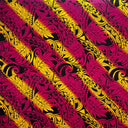 Rayon Poplin Fabric Diagonal Traditional Tattoo Gradient Design with Tropical Leaves