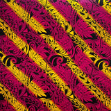 Diagonal Traditional Tattoo Gradient Design With Tropical Leaves Rayon Poplin Fabric - Tropical Leaves, 45" Width (1 Yard)