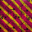 Diagonal Traditional Tattoo Gradient Design With Tropical Leaves Rayon Poplin Fabric - Yellow/Fuchsia, Blue/Magenta, Light Pink/Red, Cream/Pink, Green/Blue, Light Blue/Blue, 45" Width (1 Yard)