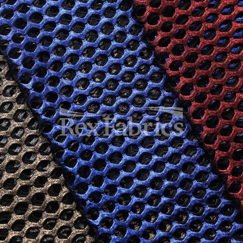 Diamond Mesh With Foil Poly Spandex Fabric - 12 Colorways, 4-Way Stretch Diamond Mesh, 58/60" Width (1 Yard)