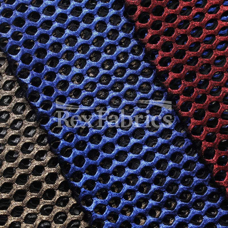 Diamond Mesh With Foil Poly Spandex Fabric - 12 Colorways, 4-Way Stretch Diamond Mesh, 58/60" Width (1 Yard)