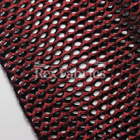 Diamond Mesh With Foil Poly Spandex Fabric - 12 Colorways, 4-Way Stretch Diamond Mesh, 58/60" Width (1 Yard)