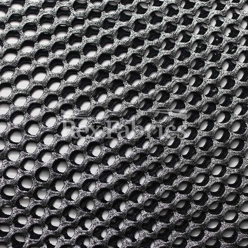Diamond Mesh With Foil Poly Spandex Fabric - 12 Colorways, 4-Way Stretch Diamond Mesh, 58/60" Width (1 Yard)