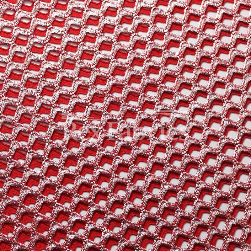 Diamond Mesh With Foil Poly Spandex Fabric - 12 Colorways, 4-Way Stretch Diamond Mesh, 58/60" Width (1 Yard)