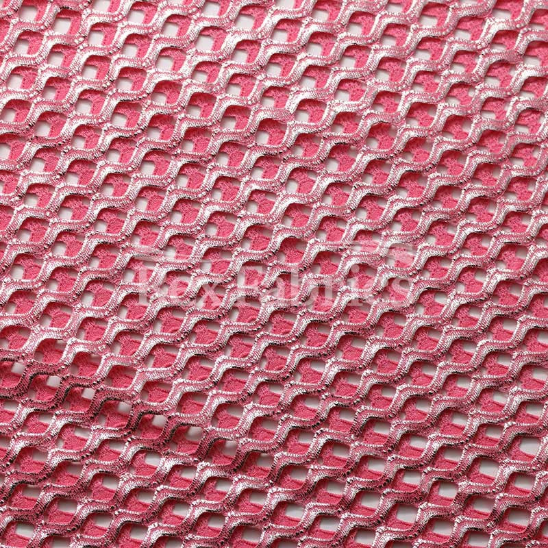 Diamond Mesh With Foil Poly Spandex Fabric - 12 Colorways, 4-Way Stretch Diamond Mesh, 58/60" Width (1 Yard)