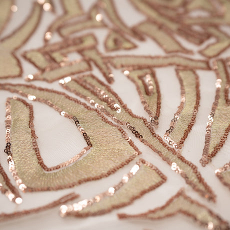 Diana Mesh Sequin Fabric - Cream, Fuchsia, Sequin Embroidered Mesh Fabric, 58" Width (1 Yard)