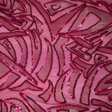 Diana Mesh Sequin Fabric - Cream, Fuchsia, 58" Width (1 Yard)