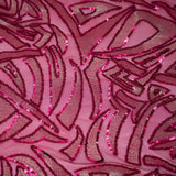 Mesh Sequin Fabric Cream and Fuchsia