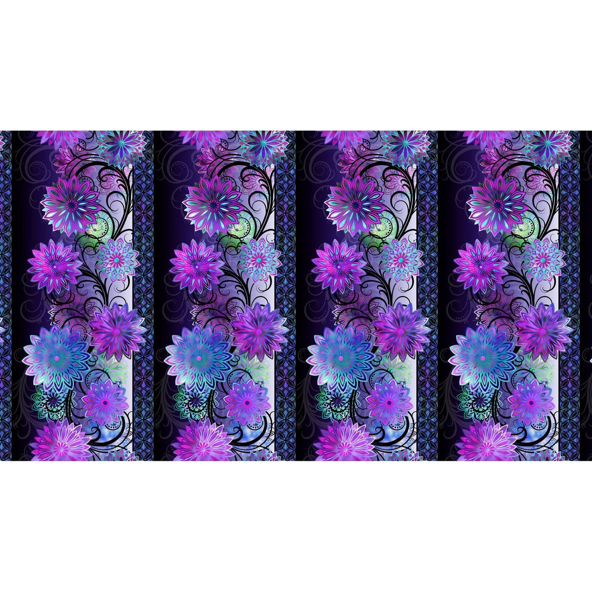 Quilting Cotton Digital Dazzle Purple Border Fabric