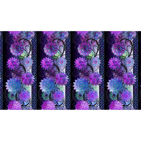 Quilting Cotton Digital Dazzle Purple Border Fabric