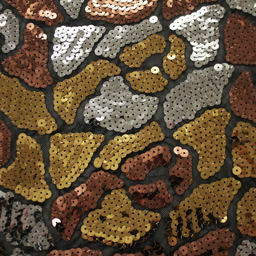 Disco Daze Nylon Spandex Mesh Sequin Fabric - Black/Amber, Black/Blush, Black/Tango, Black/Peacock, 54" Width (1 Yard)