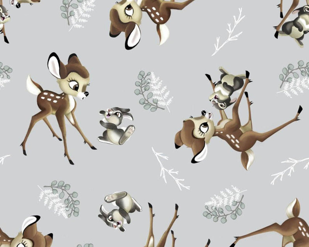Quilting Cotton Disney Bambi Thumper Toss Gray