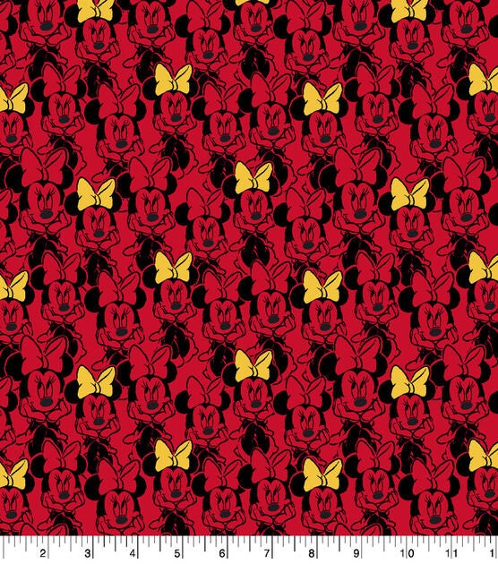 Knit Fabric Minnie Mouse on Red Disney