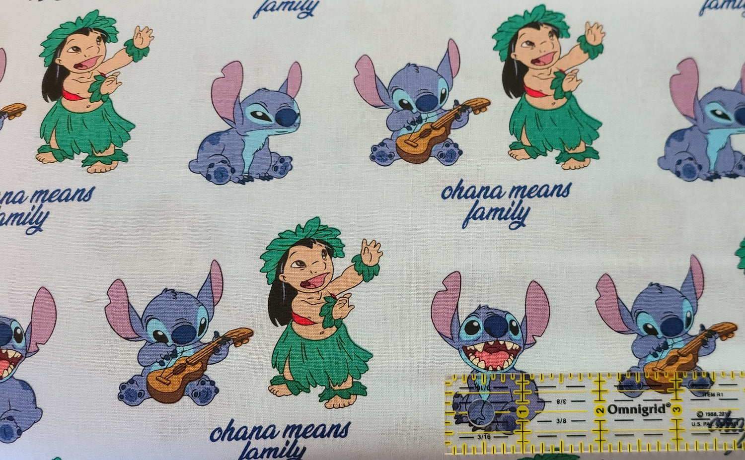 Quilting Cotton Disney Lilo & Stitch Ohana Means Family